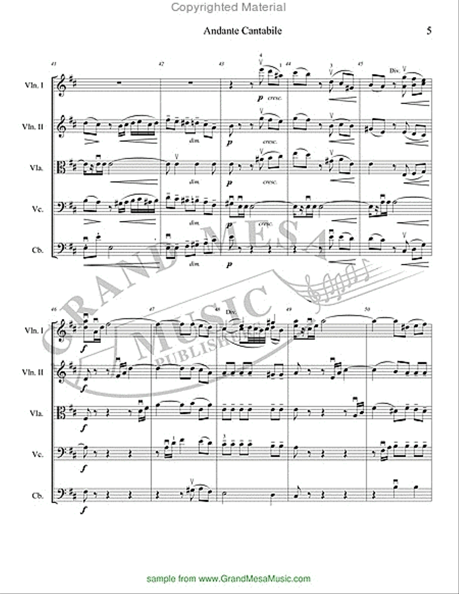 Andante Cantabile from Petite Symphony String Orchestra scores gallery preview page 6