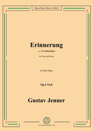 Book cover for Jenner-Erinnerung,in D flat Major,Op.4 No.8