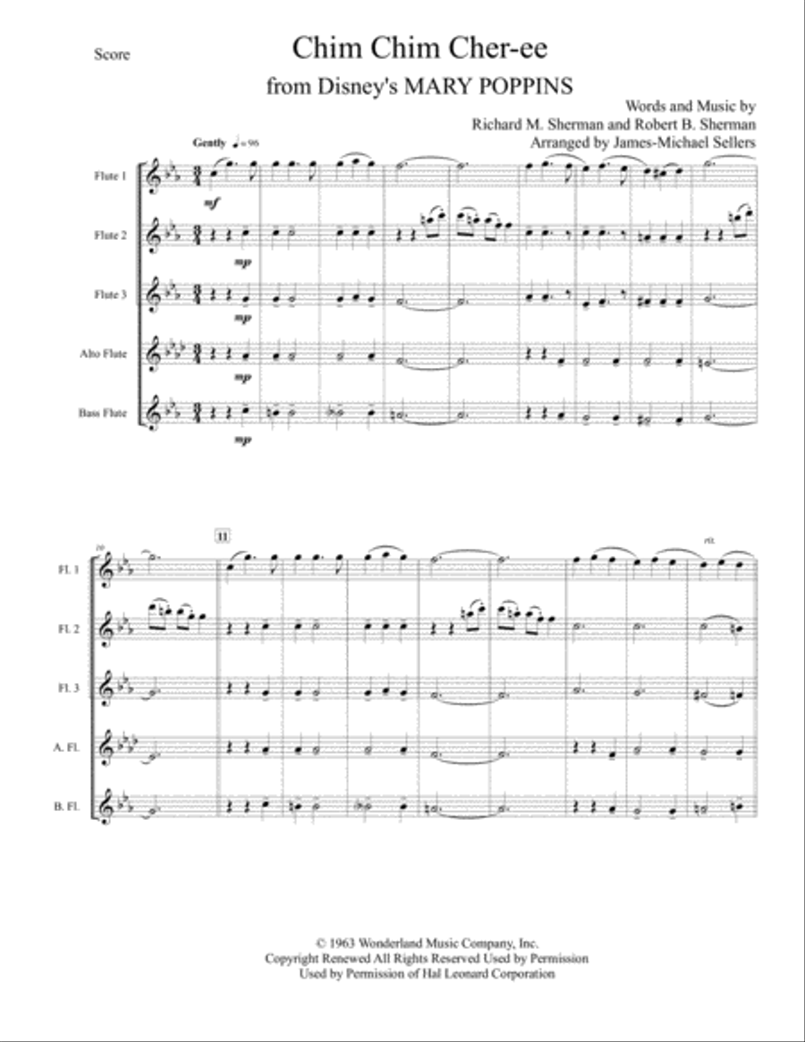 Chim Chim Cher-ee from Walt Disney's MARY POPPINS by Robert B. Sherman Woodwind Ensemble - Digital Sheet Music
