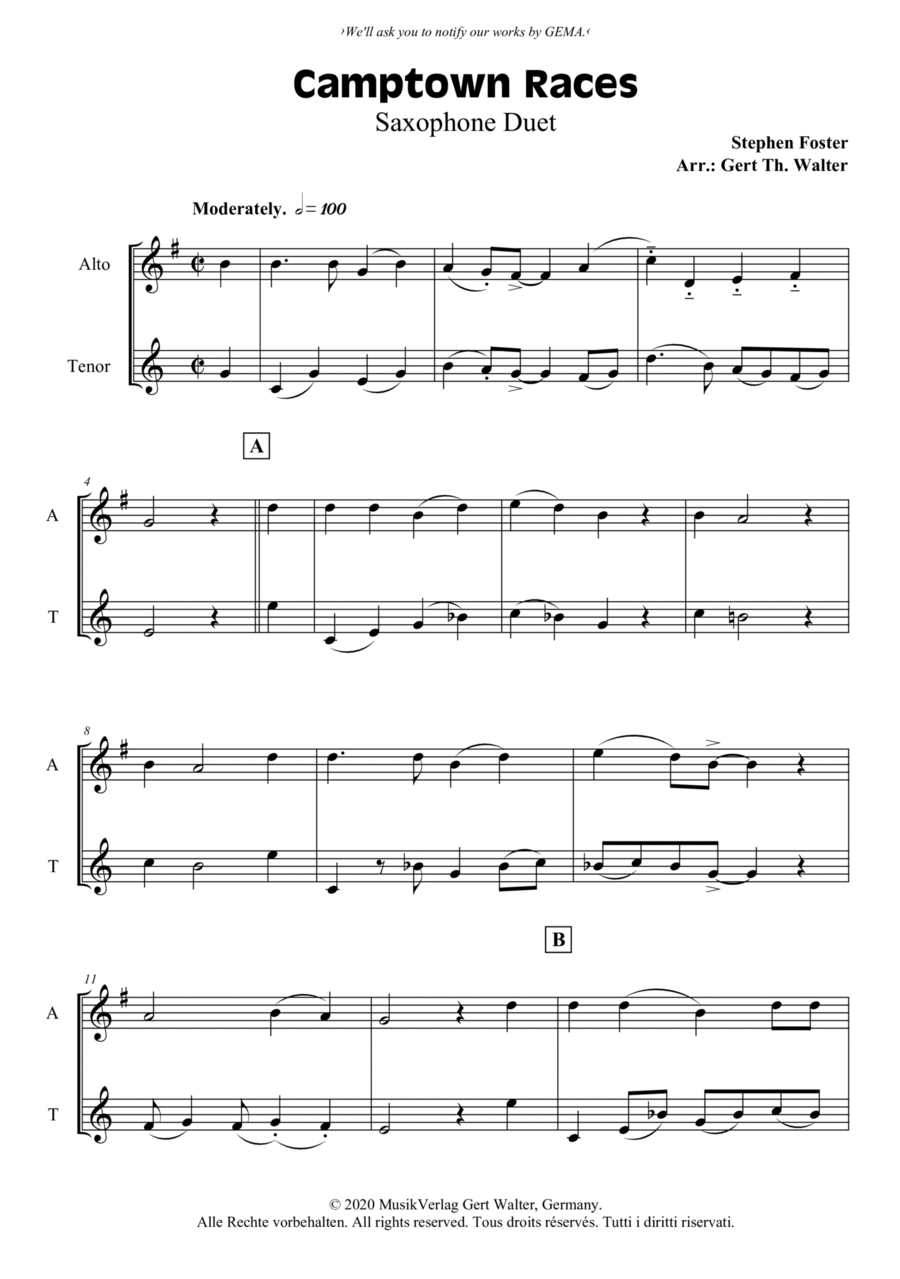 Camptown Races Woodwind Duet scores gallery preview page 1