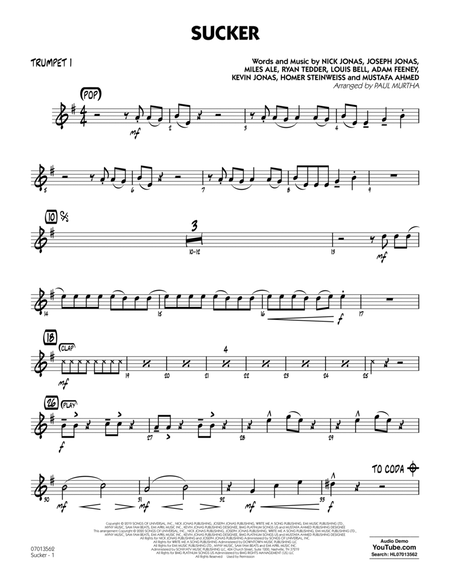 Sucker (arr. Paul Murtha) - Trumpet 1