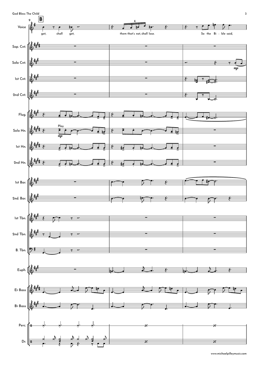 God Bless' The Child Brass Band scores gallery preview page 4