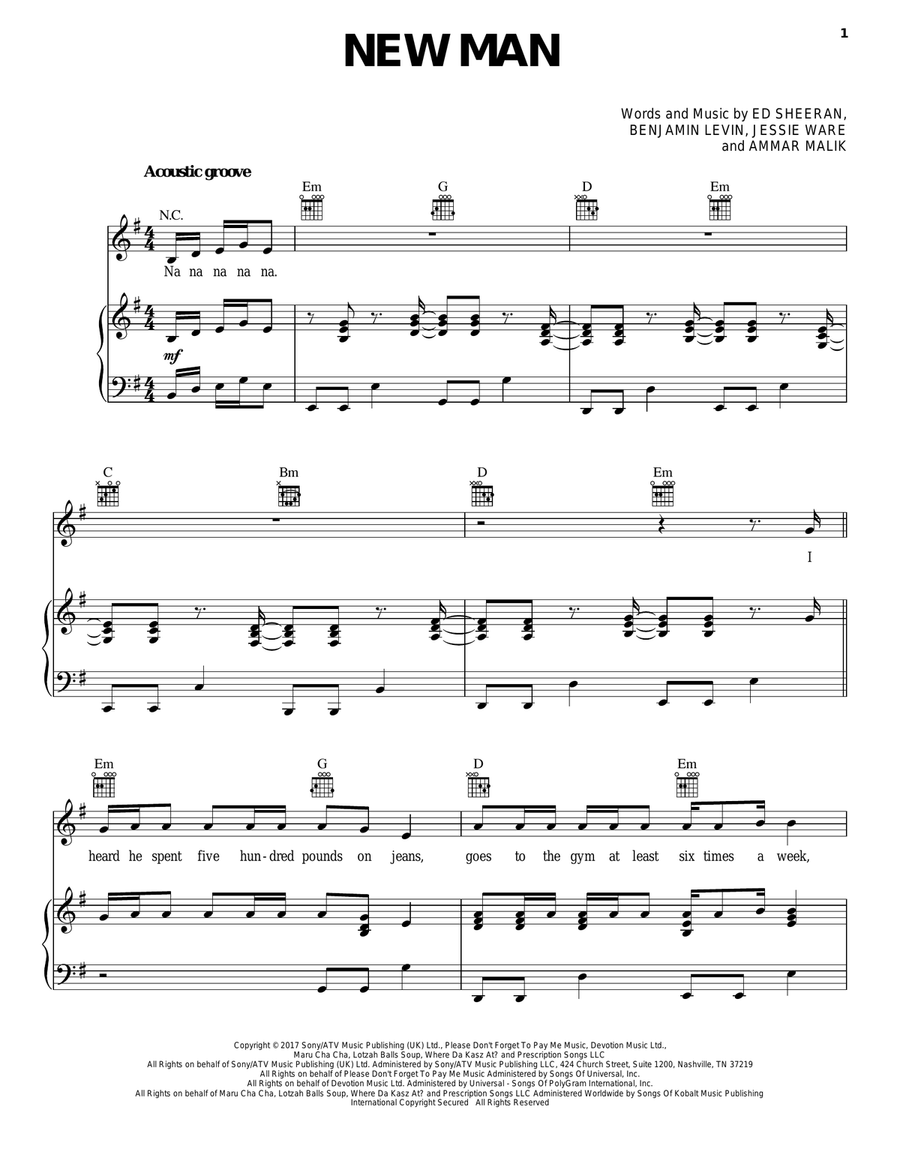 New Man New Man Piano, Vocal, Guitar scores gallery preview page 1