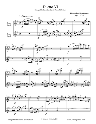 Quantz: Duetto Op. 2 No. 6 for Tenor Sax Duo