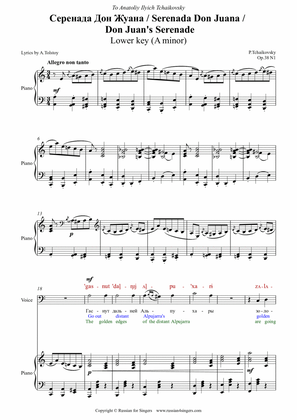 "Don Juan's Serenade" Op.38 N1 Lower key A min DICTION SCORE with IPA & translation