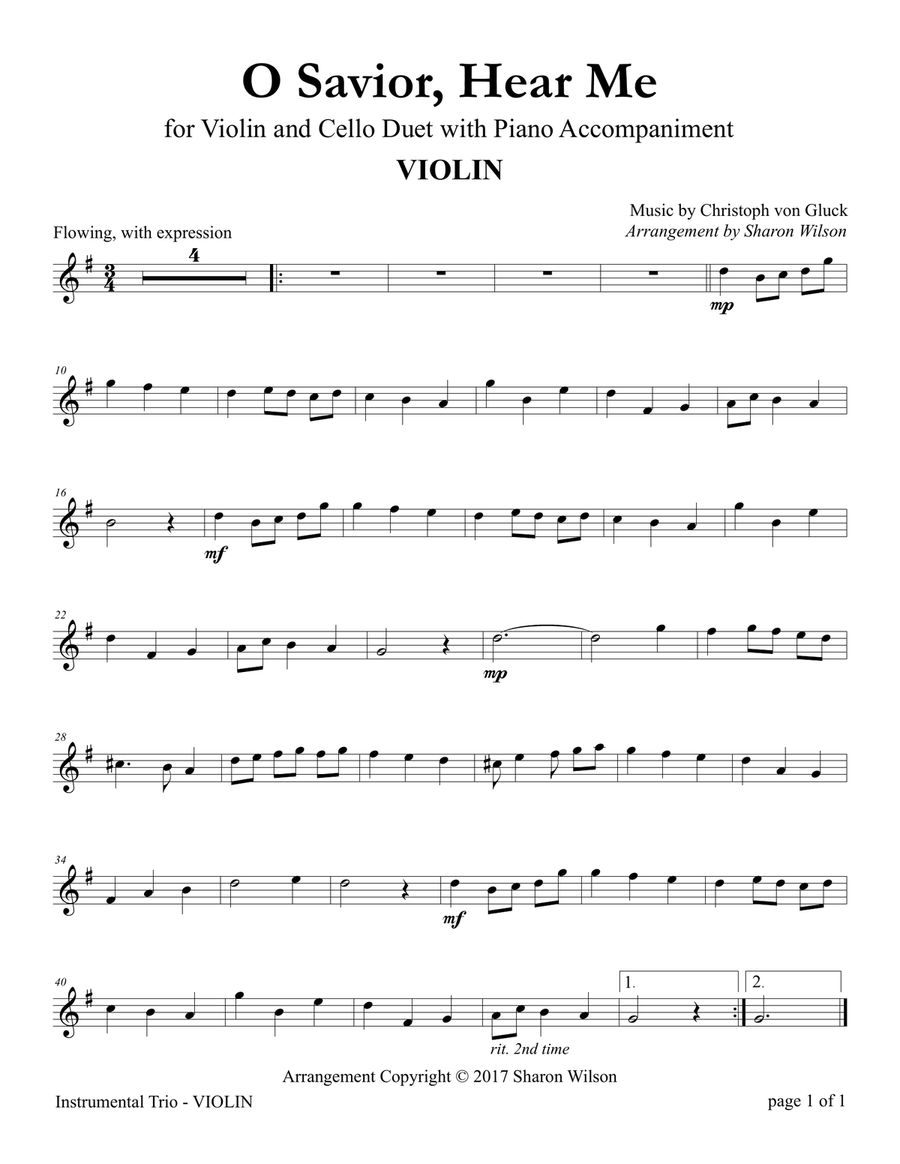 O Savior, Hear Me (for Violin and Cello Duet with Piano Accompaniment) Piano Trio scores gallery preview page 1