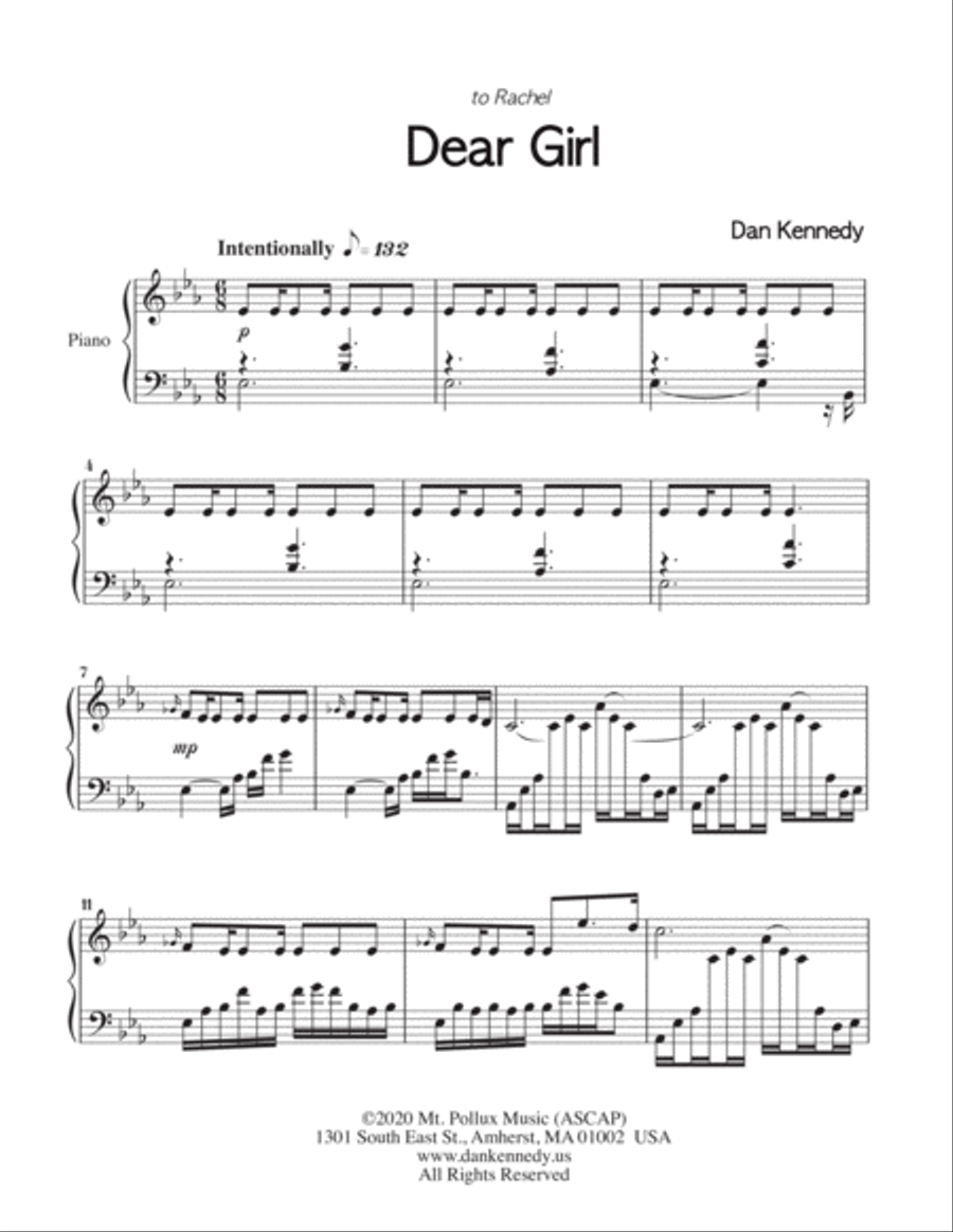 Dear Girl Piano Solo scores gallery preview page 2