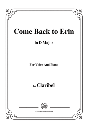 Book cover for Claribel-Come Back to Erin,in D Major,for Voice and Piano