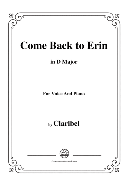 Claribel-Come Back to Erin,in D Major,for Voice and Piano image number null