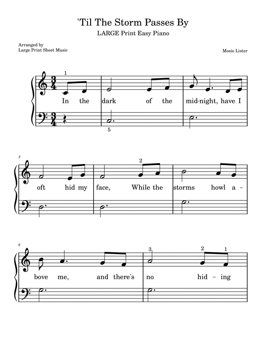 'Til The Storm Passes By | LARGE PRINT | Easy Piano Easy Piano scores gallery preview page 1