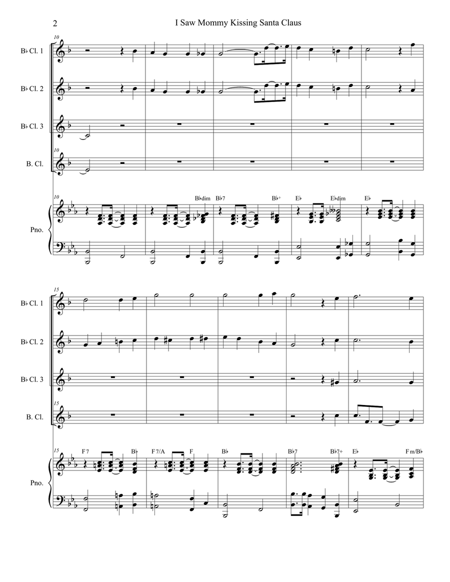I Saw Mommy Kissing Santa Claus Clarinet Choir scores gallery preview page 2