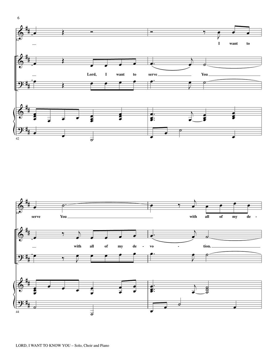 LORD I WANT TO KNOW YOU (for Solo and SATB Choir with Piano) 4-Part scores gallery preview page 6