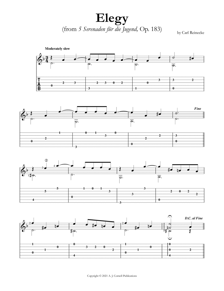 Elegy Classical Guitar scores gallery preview page 1