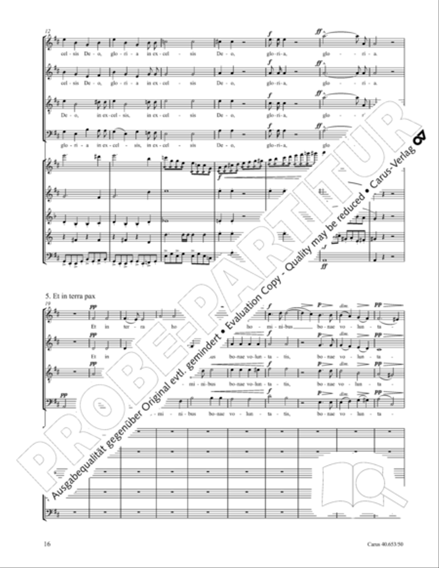 Mass in D Major (Missa in D) 4-Part scores gallery preview page 17