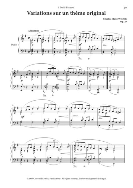 Variations sur un Theme original, Op. 1/29