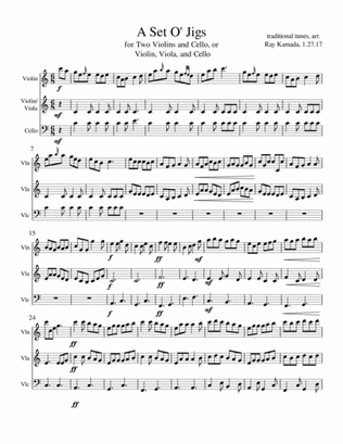 Irish Jig Medley, for String Trio (Violin/Violin or Violin/Viola and Cello)