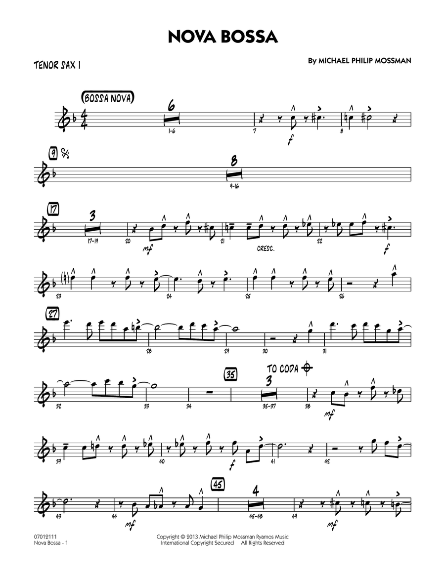 Nova Bossa - Tenor Sax 1 Jazz Ensemble scores gallery preview page 1