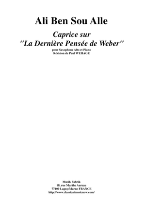 Book cover for Ali Ben Sou Alle: Caprice sur "La Dernière Pensée de Weber" for alto saxophone and piano
