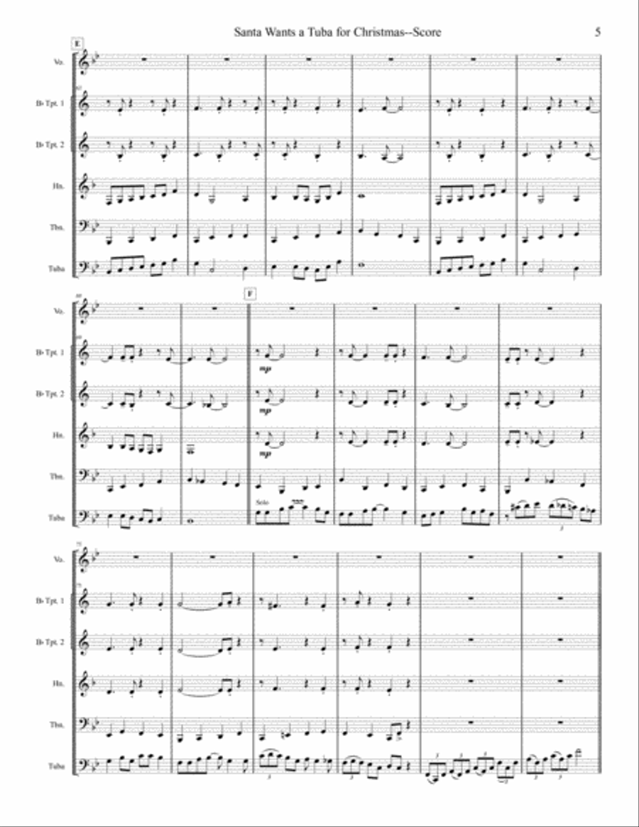 Santa Wants A Tuba For Christmas - Brass Quintet