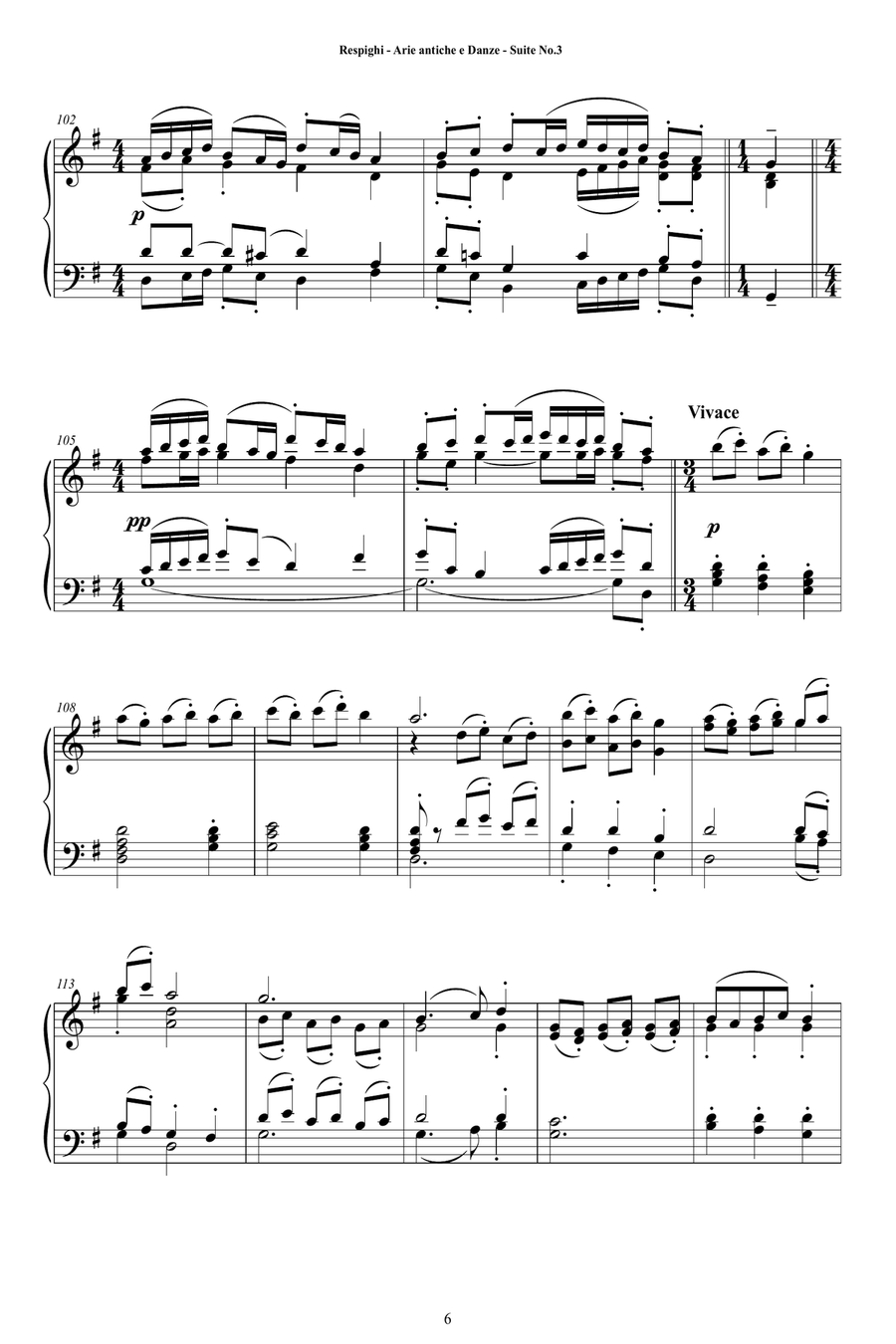 Respighi - Suite No.3 - Antiche Arie e Danze for Piano Piano Solo scores gallery preview page 6