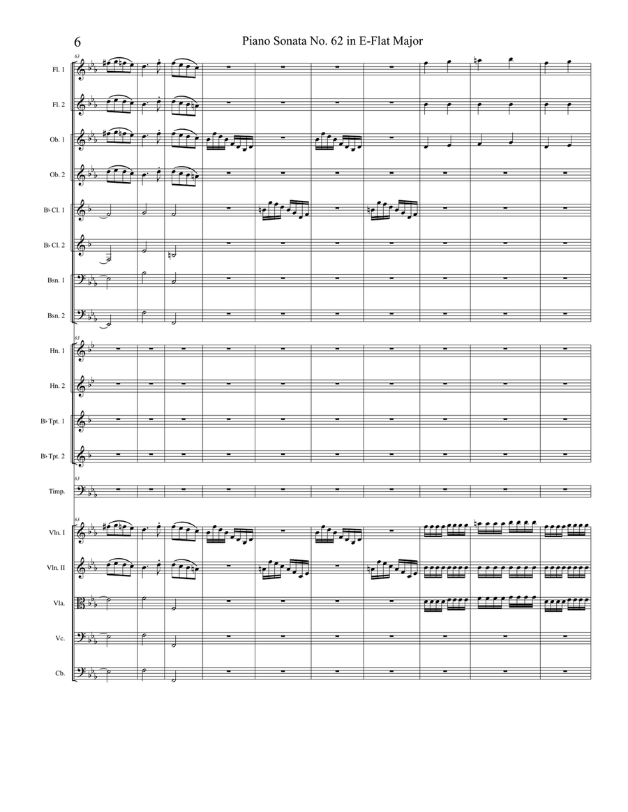 Piano Sonata in E-flat major, Hob.XVI:52, Movement 3 Full Orchestra scores gallery preview page 6