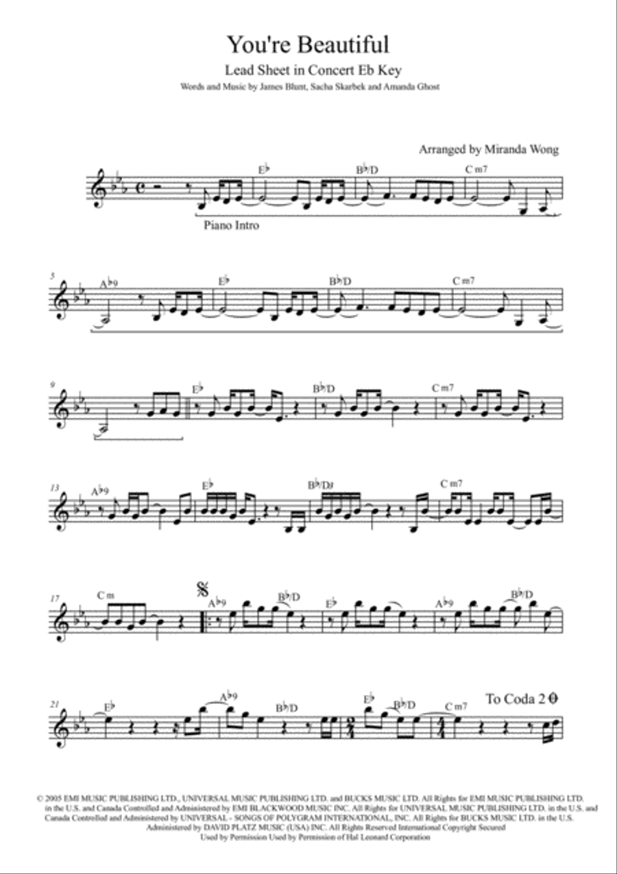You're Beautiful Large Ensemble scores gallery preview page 1