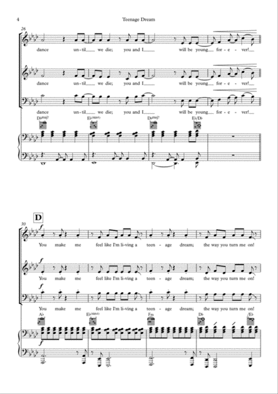 Teenage Dream 3-Part scores gallery preview page 4