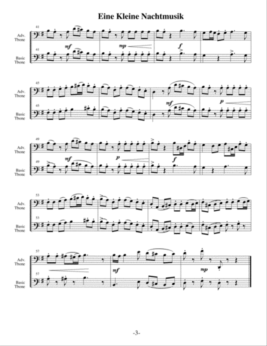 Eine Kleine Nachtmusik (Arrangements Level 3-5 for TENOR SAX + Written Acc) Tenor Saxophone scores gallery preview page 4