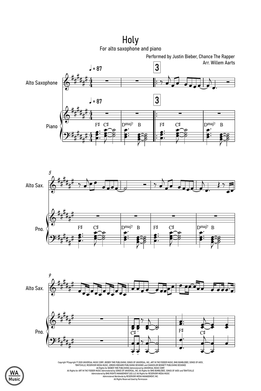 Holy Alto Saxophone scores gallery preview page 1