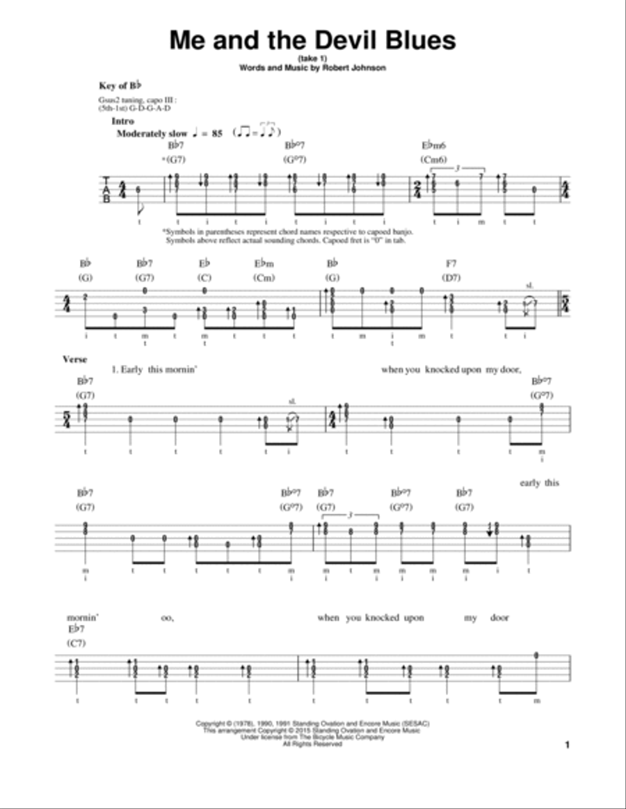 Me And The Devil Blues Banjo scores gallery preview page 1