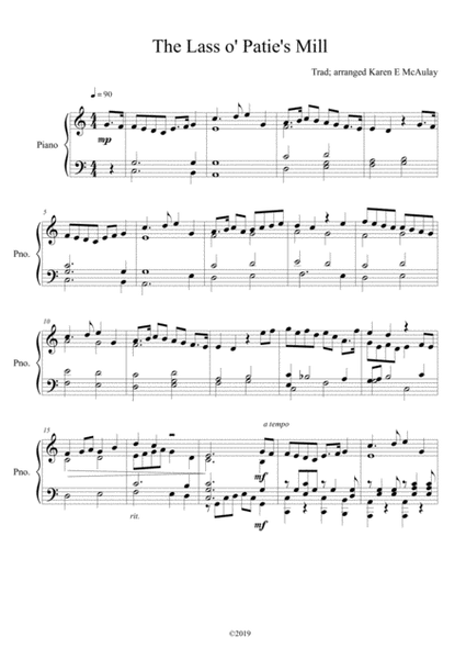 The Lass o' Patie's Mill, arranged for piano image number null
