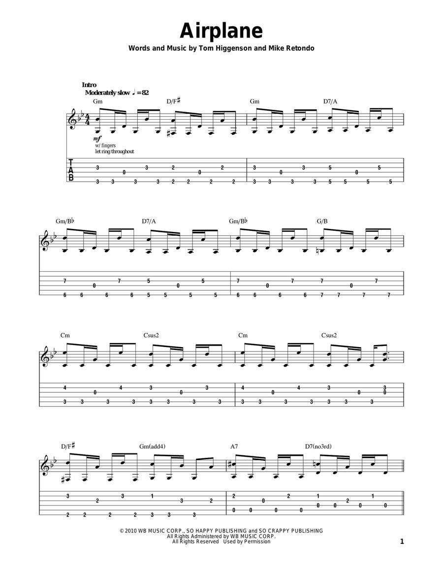 Airplane Acoustic Guitar scores gallery preview page 1
