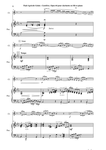 Paul-Agricole Génin: Cantilène, Opus 64 for Bb clarinet and piano