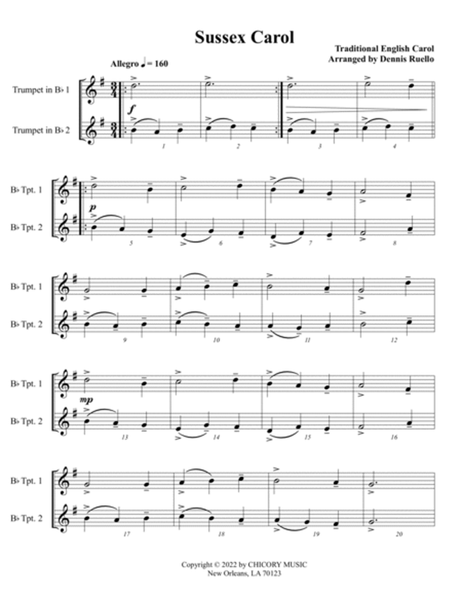 Sussex Carol - Duet for Trumpet image number null