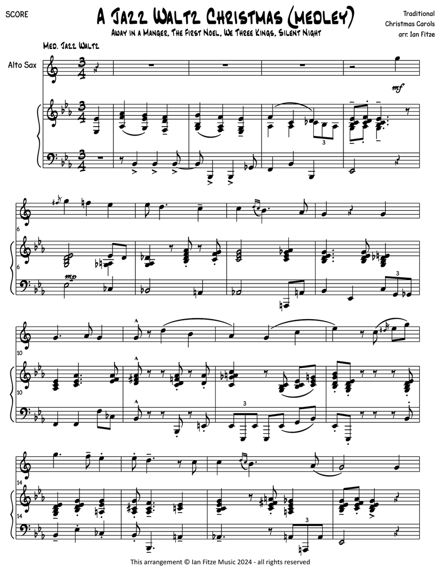 A Jazz Waltz Christmas (medley) Alto Saxophone scores gallery preview page 4