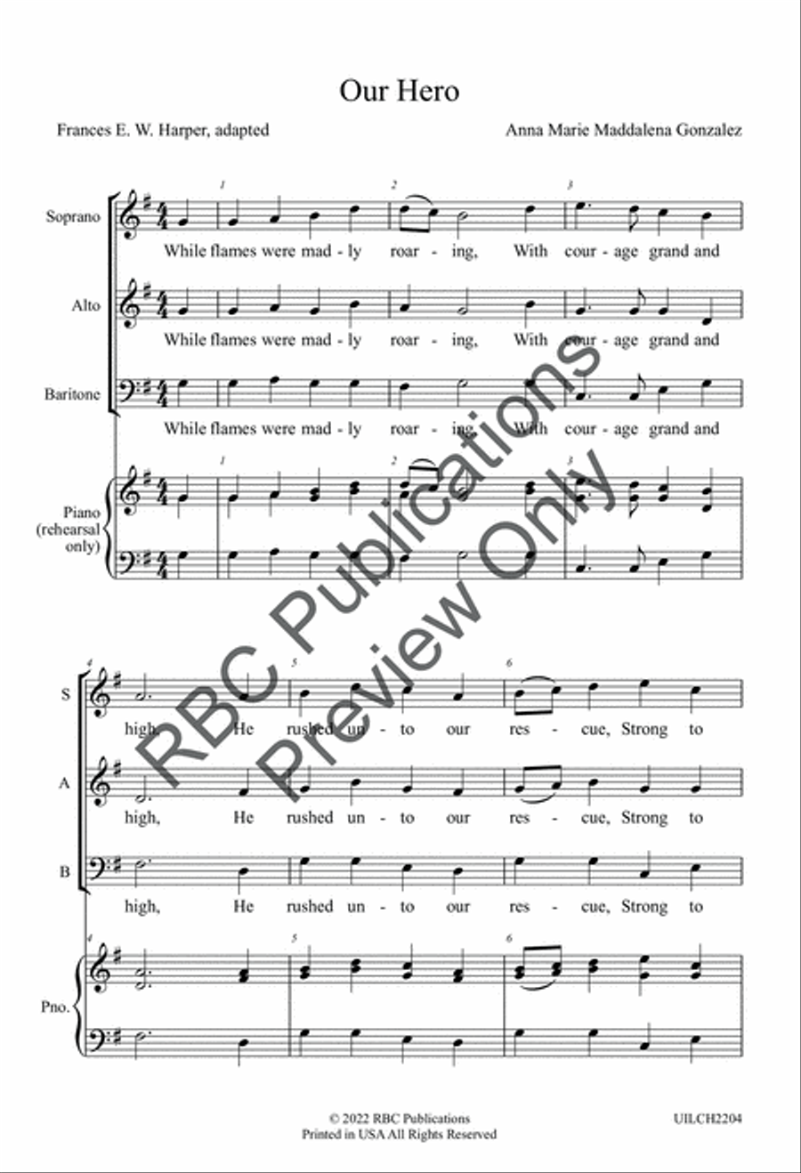 Our Hero (SAB) Our Hero (SAB) 3-Part scores gallery preview page 3