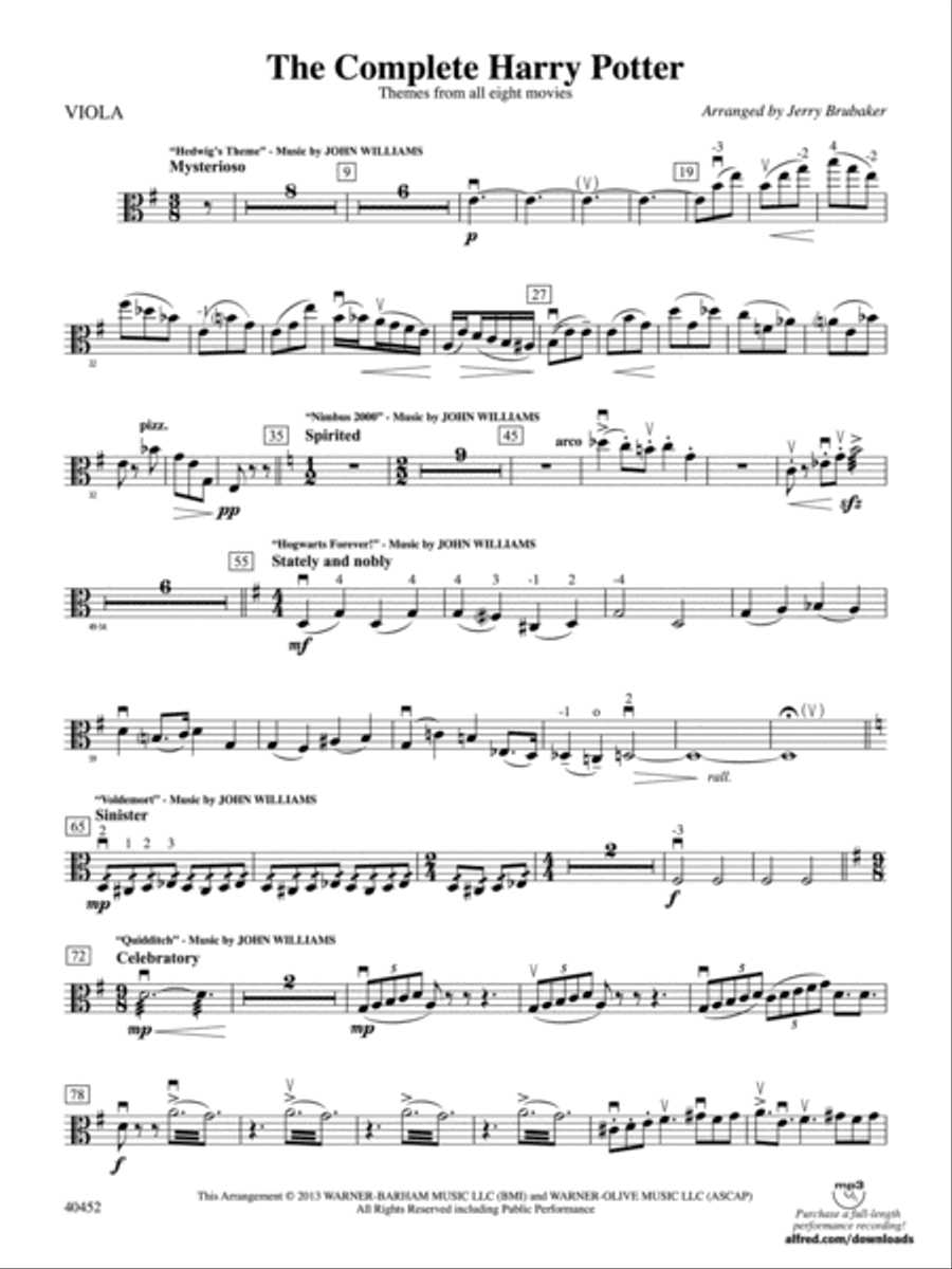 The Complete Harry Potter: Viola Full Orchestra scores gallery preview page 1