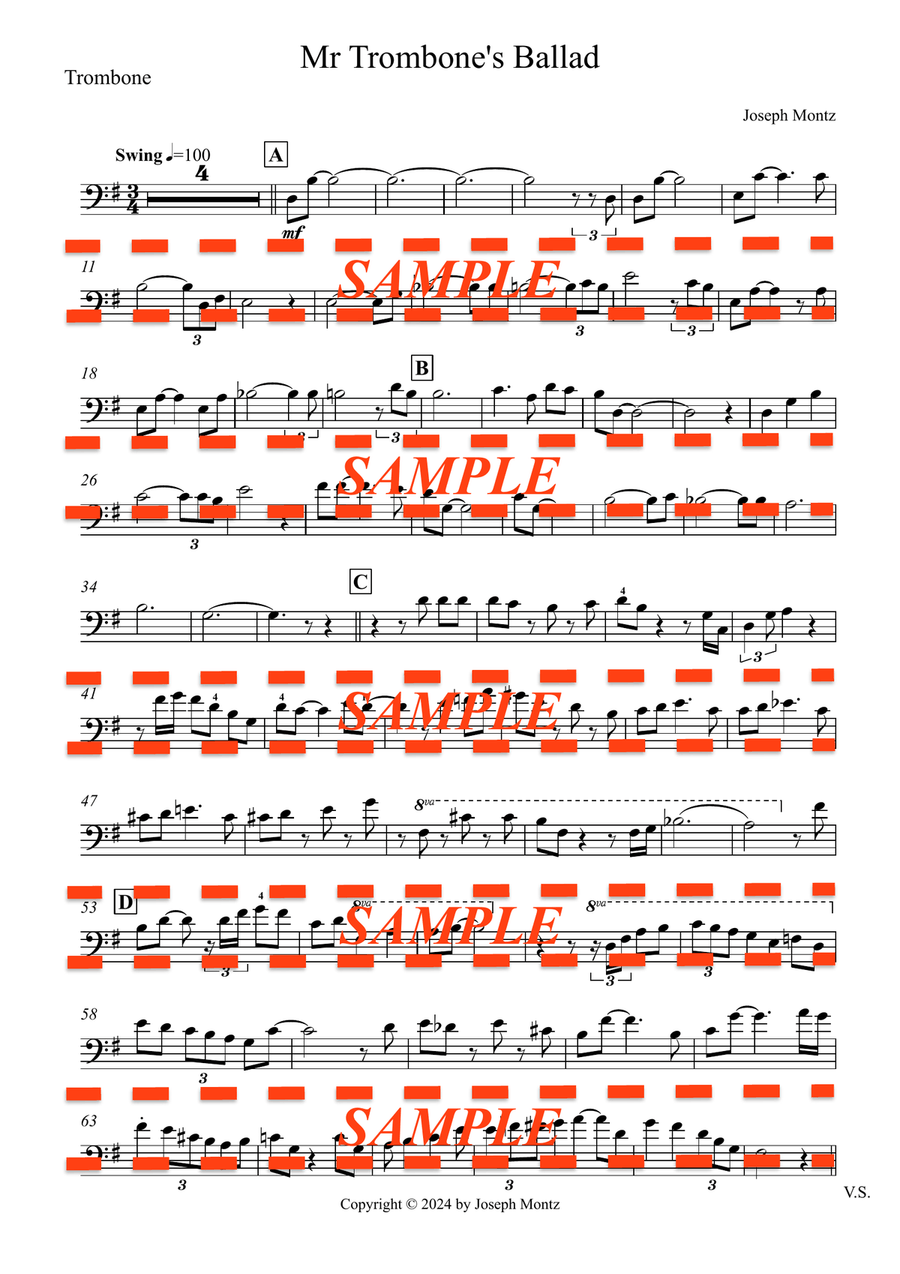 Mr Trombone's Ballad Trombone Solo scores gallery preview page 1