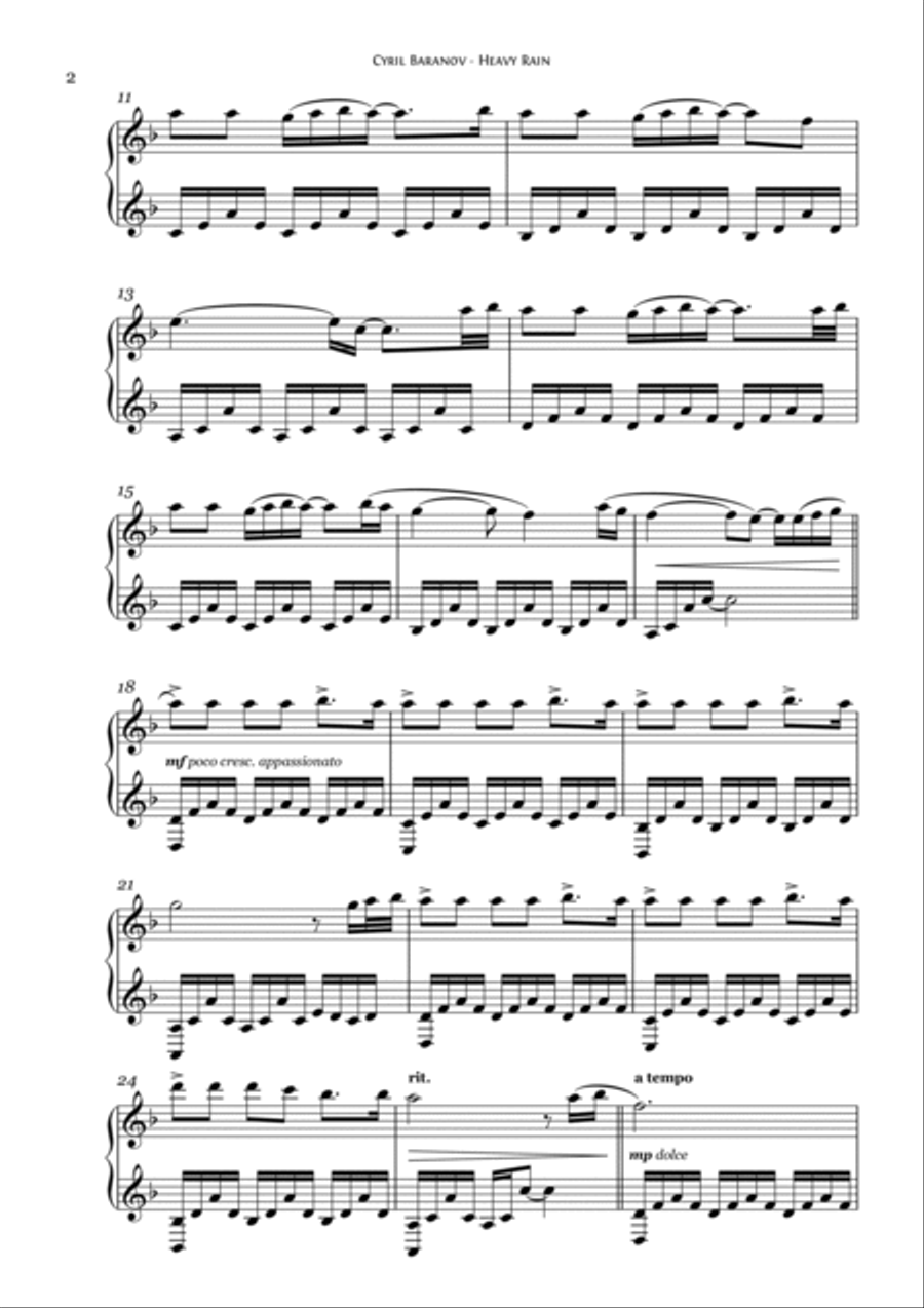 Heavy Rain Piano Solo scores gallery preview page 2