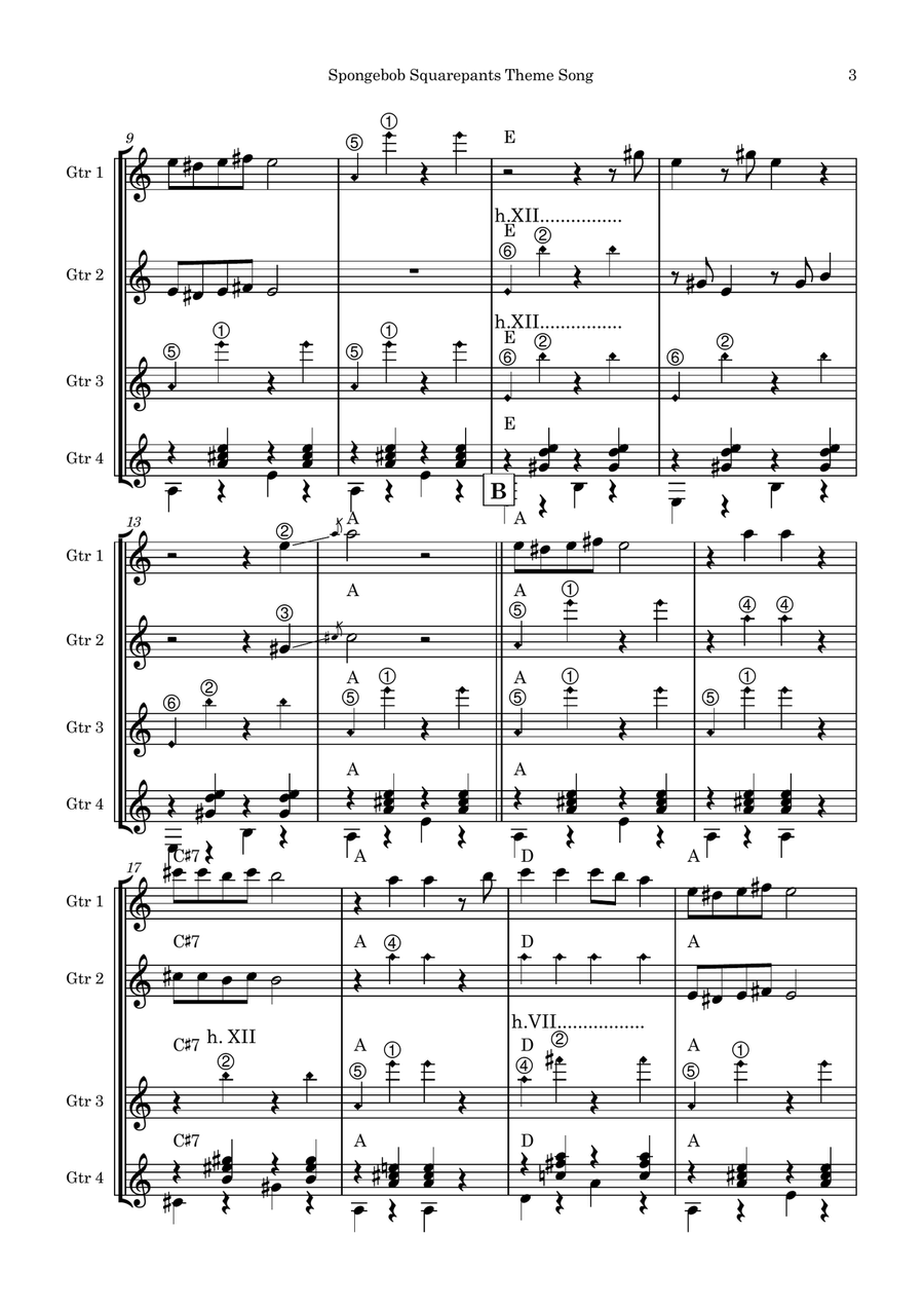 Spongebob Squarepants - End Title Theme Guitar Ensemble scores gallery preview page 3