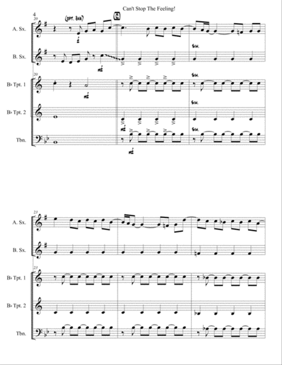 Can't Stop The Feeling from TROLLS Small Ensemble scores gallery preview page 5