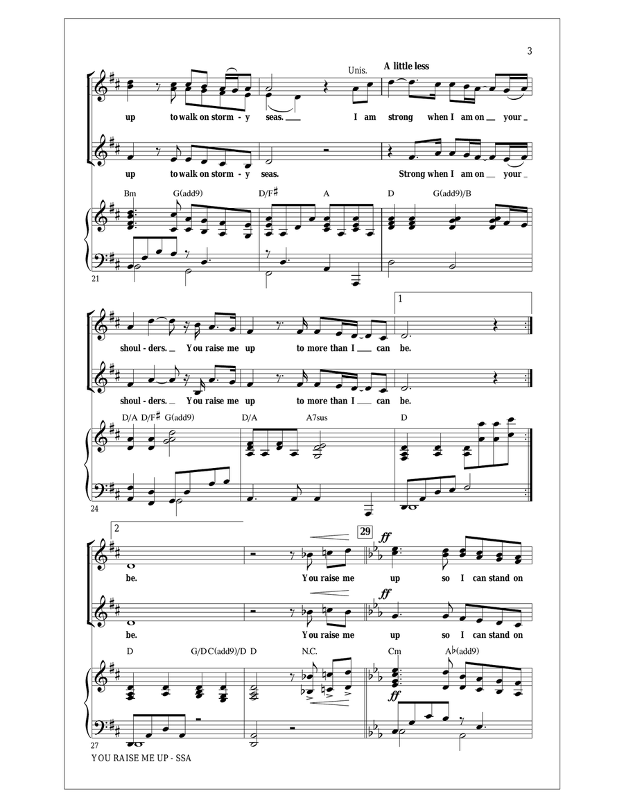 You Raise Me Up (arr. Roger Emerson) SSA scores gallery preview page 3