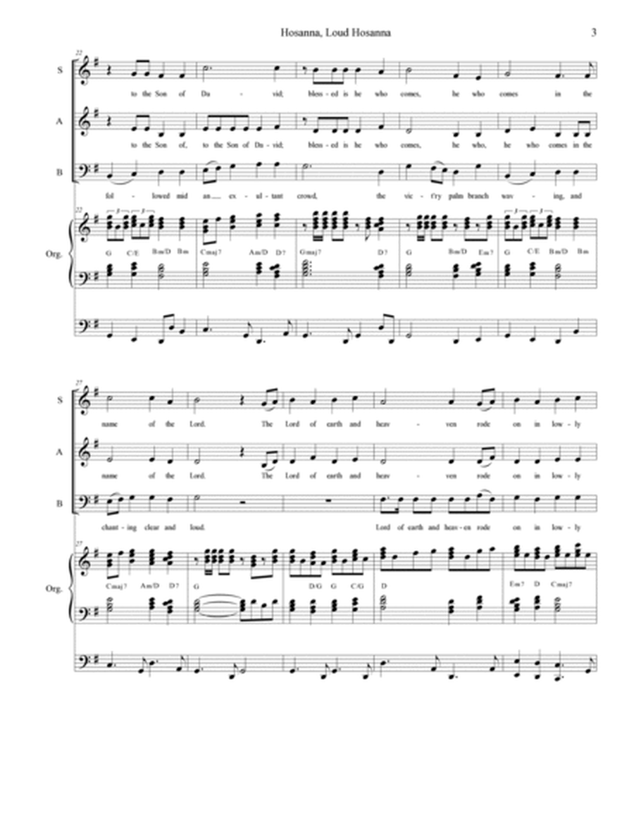 Hosanna, Loud Hosanna (with "Ride On, Ride On In Majesty!") (SAB - Organ accompaniment) image number null