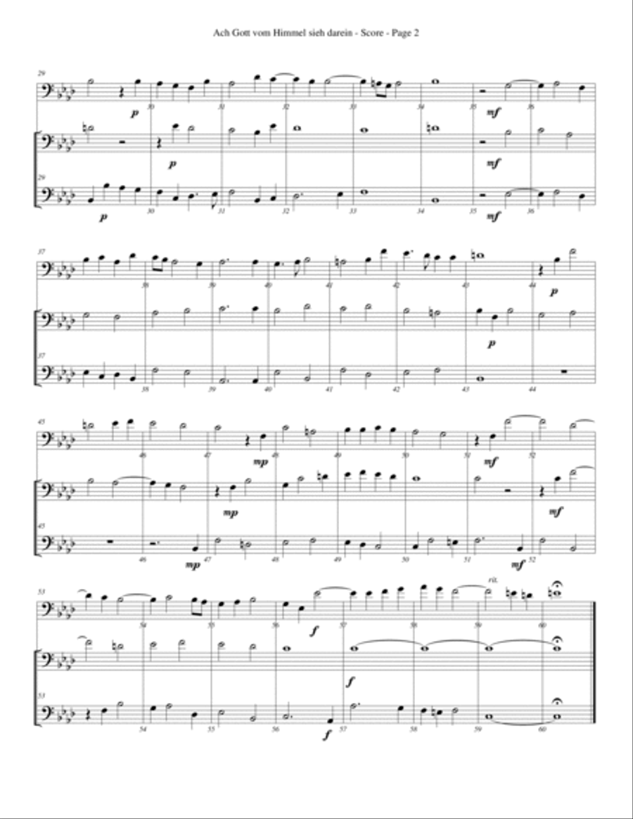 Ach Gott vom Himmel sieh darein for Trombone or Low Brass Trio Trombone Trio scores gallery preview page 2