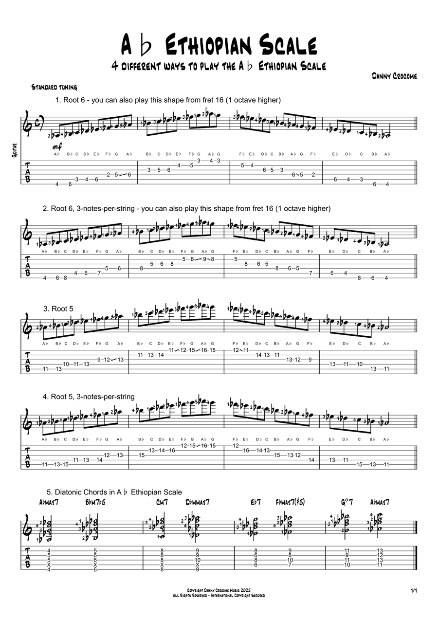 Ab Ethiopian Scale (4 Ways to Play) Electric Guitar scores gallery preview page 1