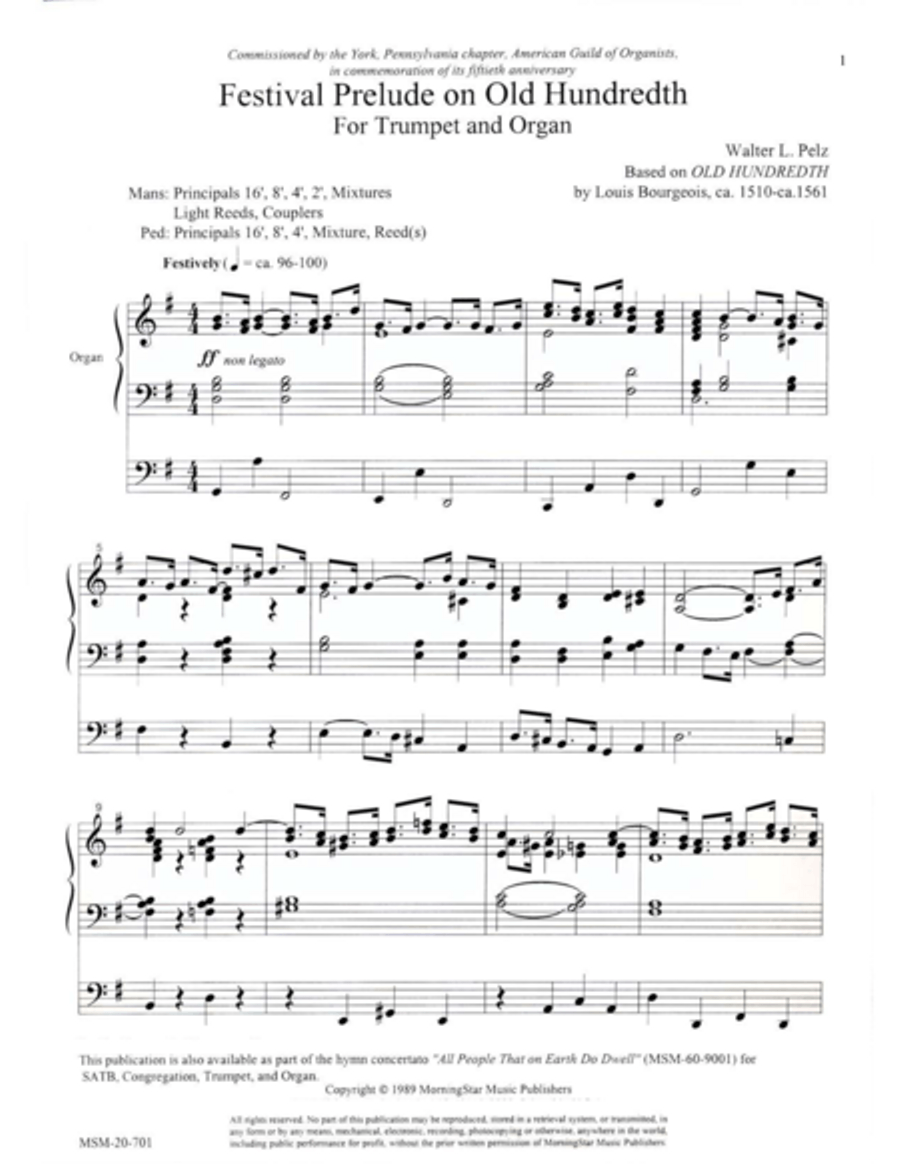 Festival Prelude on Old Hundredth Trumpet scores gallery preview page 1