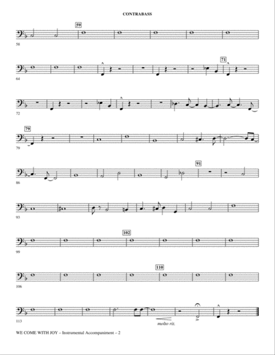 We Come With Joy Orchestration - Contrabass Choir scores gallery preview page 2