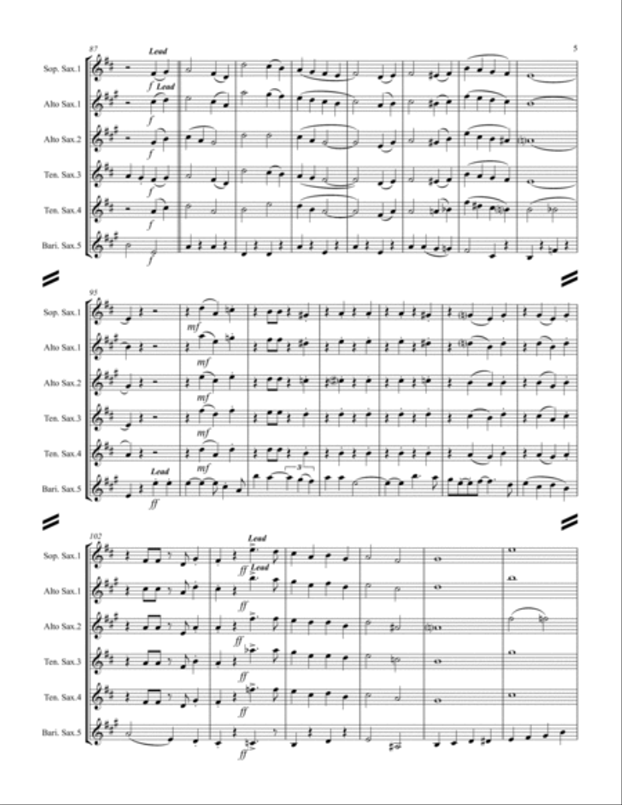 (There's No Place Like) Home For The Holidays Saxophone Quintet scores gallery preview page 6