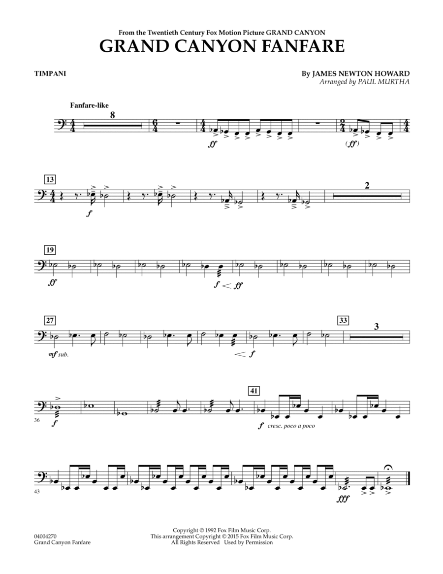 Grand Canyon Fanfare - Timpani Percussion scores gallery preview page 1