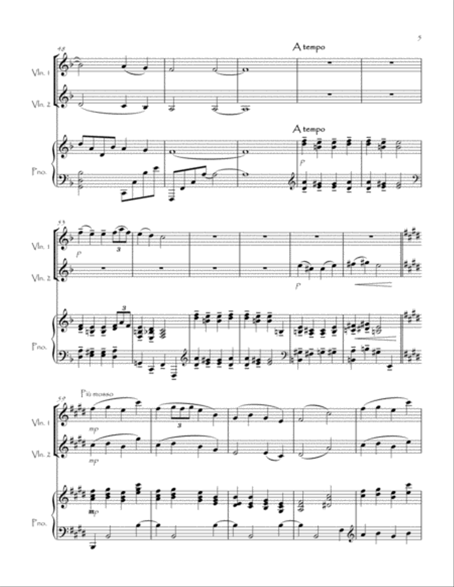 Reverie for Violin Duet and Piano String Duet scores gallery preview page 6